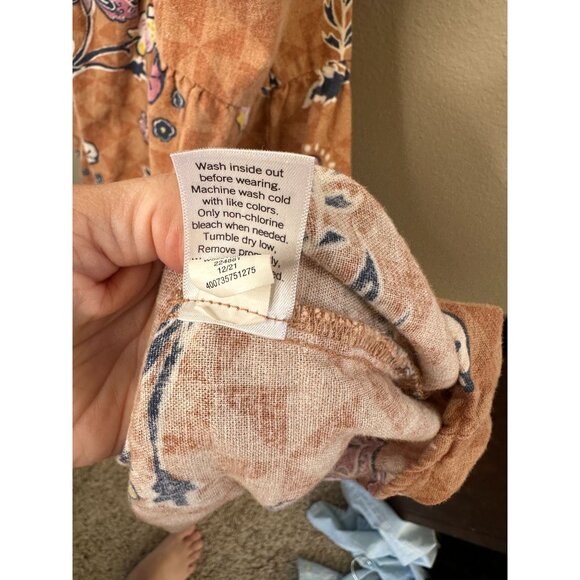 Sonoma Womens Orange Dress 1X Sleeveless round neck Floral Linen Maxi adjustable - Picture 7 of 9